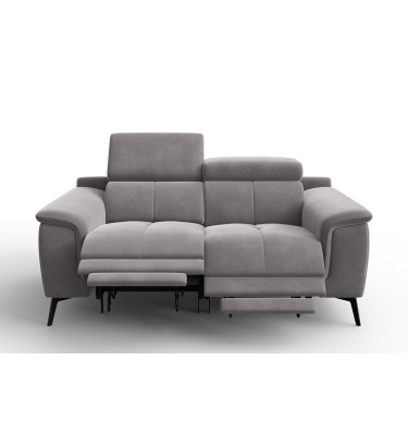 Canapé Relax 2 places FIERO, tissu velours gris foncé