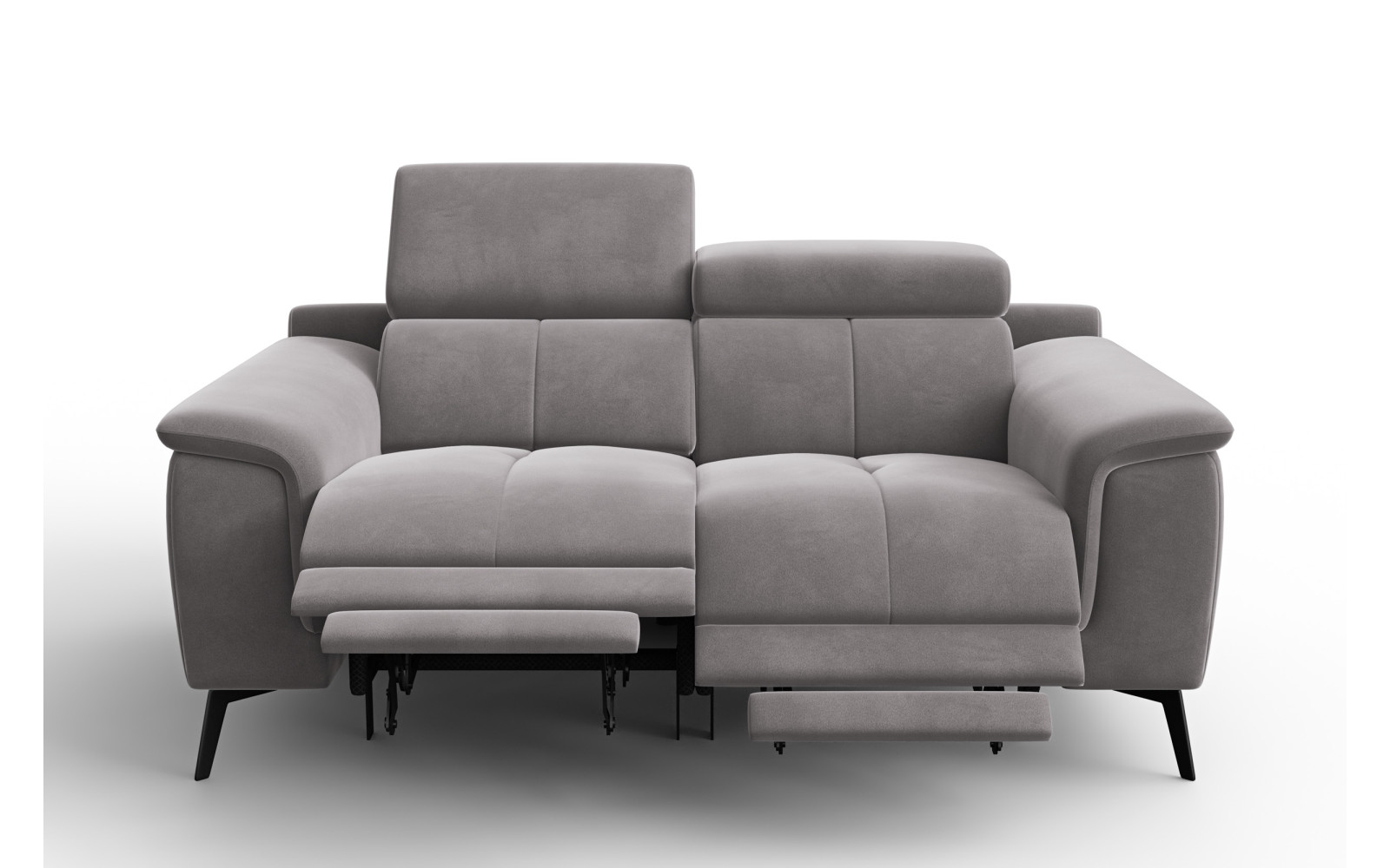 Canapé Relax 2 places FIERO, tissu velours gris foncé