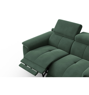 Canapé Relax 2 places FIERO, tissu velours vert