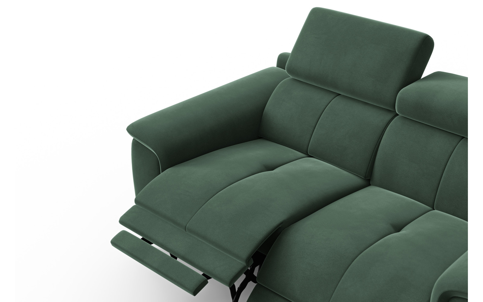 Canapé Relax 2 places FIERO, tissu velours vert