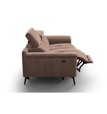 Canapé Relax 2 places FIERO, tissu velours marron