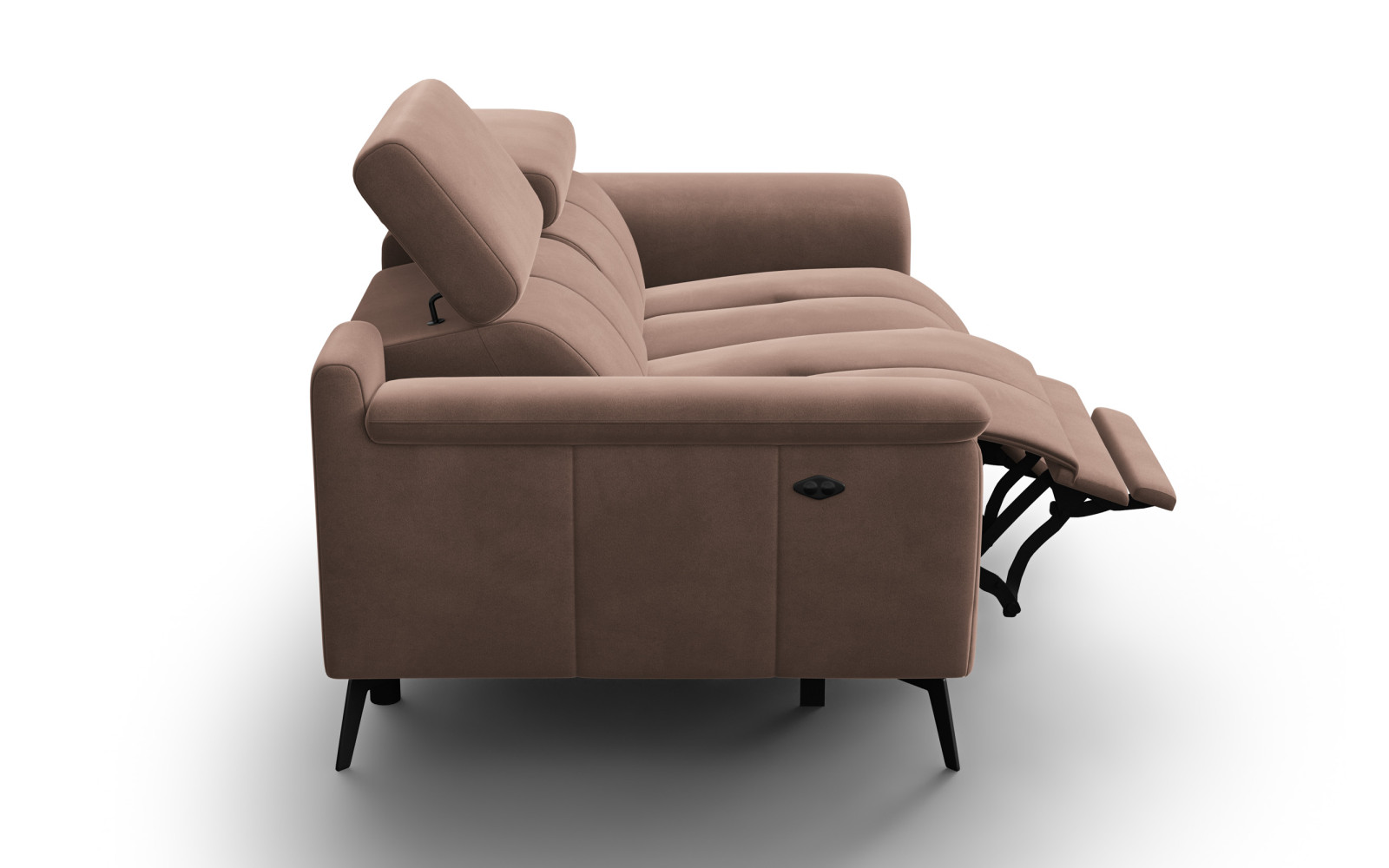 Canapé Relax 2 places FIERO, tissu velours marron