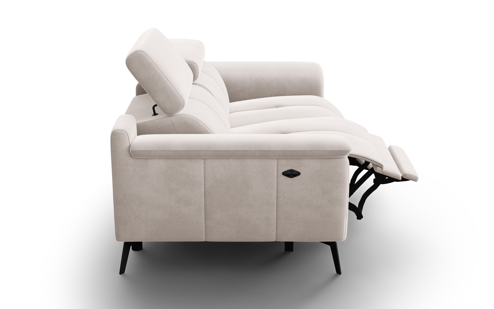 Canapé Relax 2 places FIERO, tissu velours beige