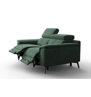 Canapé Relax 2 places FIERO, tissu velours vert
