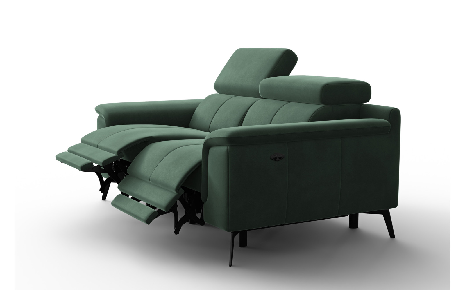 Canapé Relax 2 places FIERO, tissu velours vert