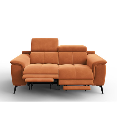 Canapé Relax 2 places FIERO, tissu velours orange