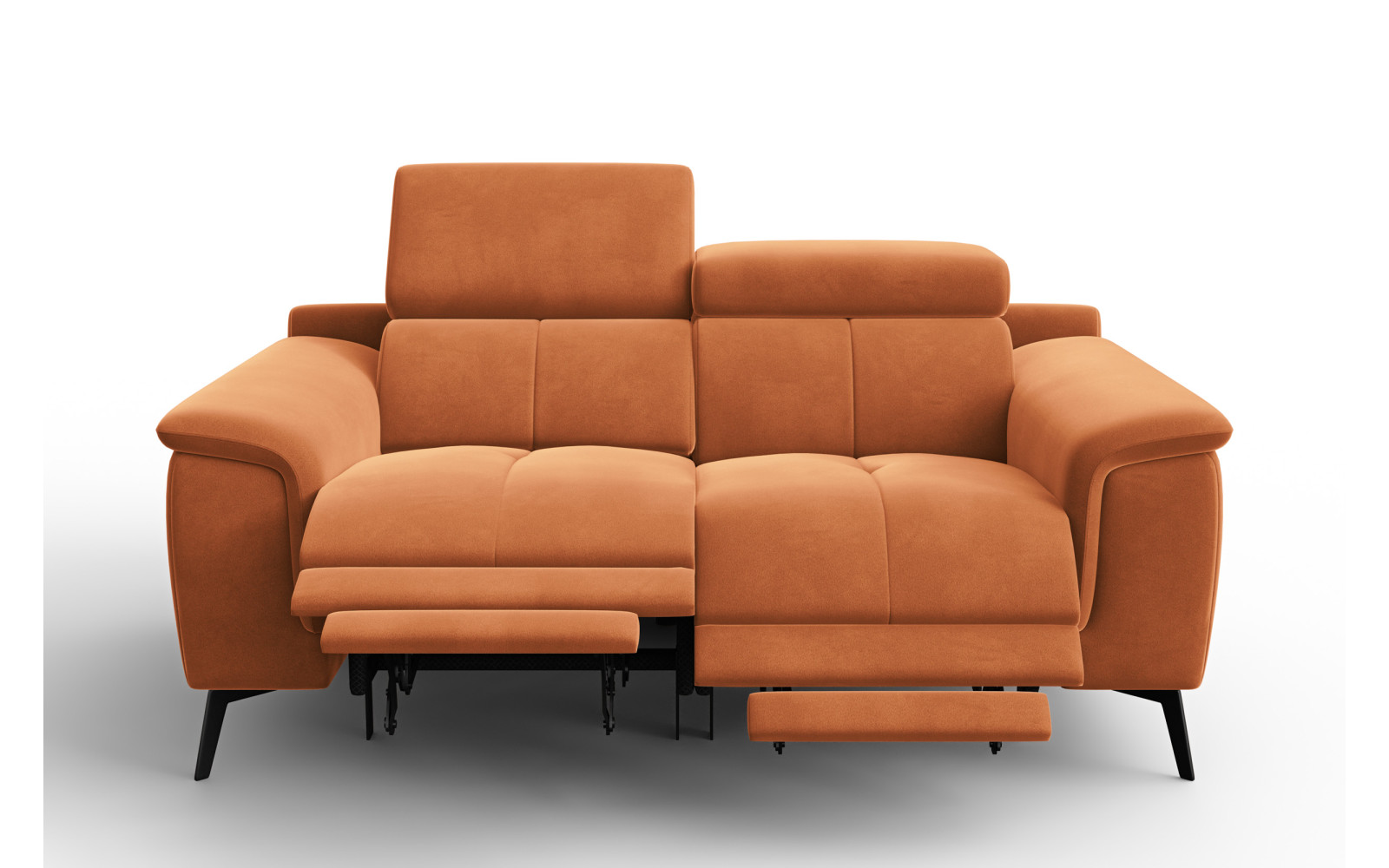Canapé Relax 2 places FIERO, tissu velours orange