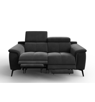 Canapé Relax 2 places FIERO, tissu velours noir