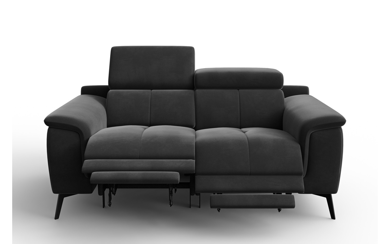 Canapé Relax 2 places FIERO, tissu velours noir