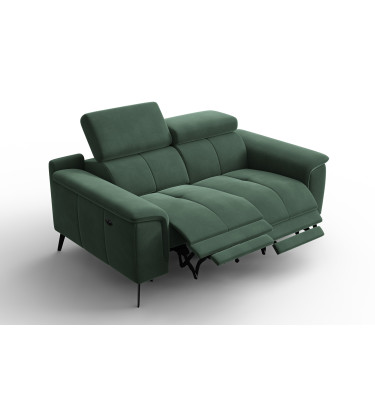 Canapé Relax 2 places FIERO, tissu velours vert