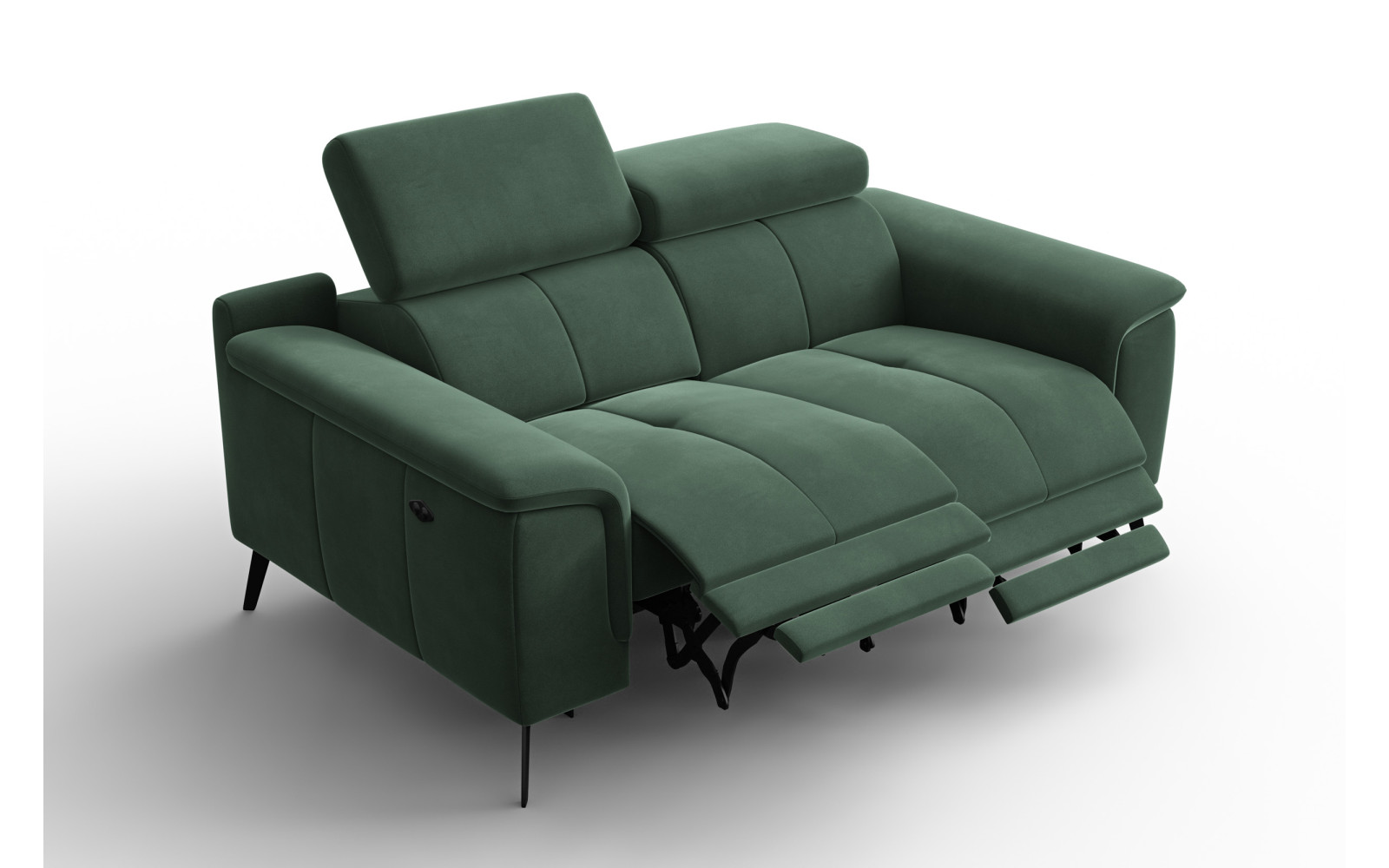 Canapé Relax 2 places FIERO, tissu velours vert