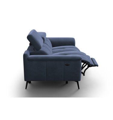 Canapé Relax 2 places FIERO, tissu velours bleu marine