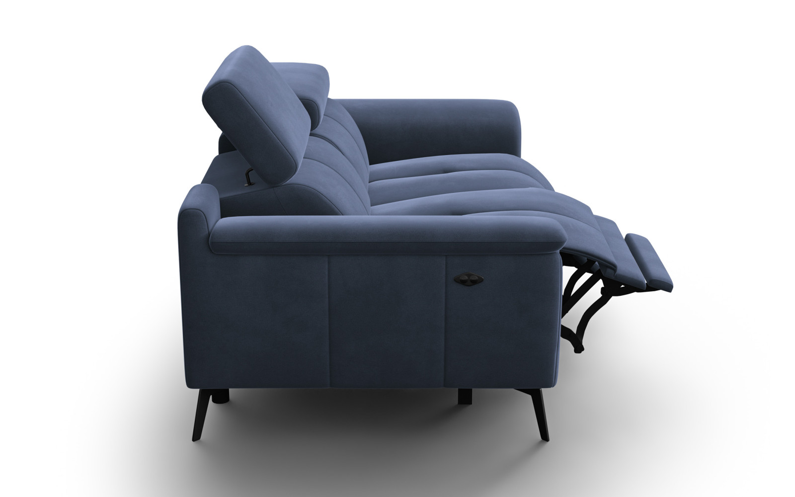 Canapé Relax 2 places FIERO, tissu velours bleu marine