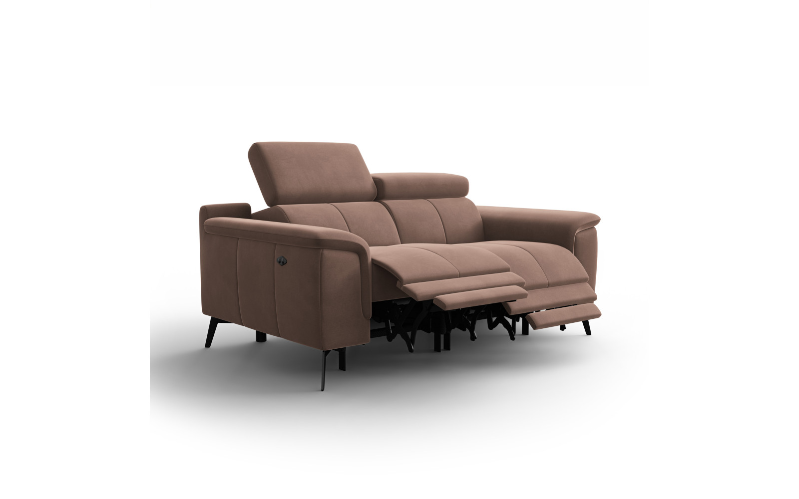 Canapé Relax 2 places FIERO, tissu velours marron