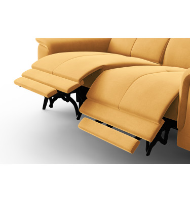 Canapé Relax 2 places FIERO, tissu velours jaune
