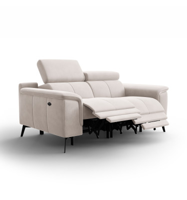 Canapé Relax 2 places FIERO, tissu velours beige