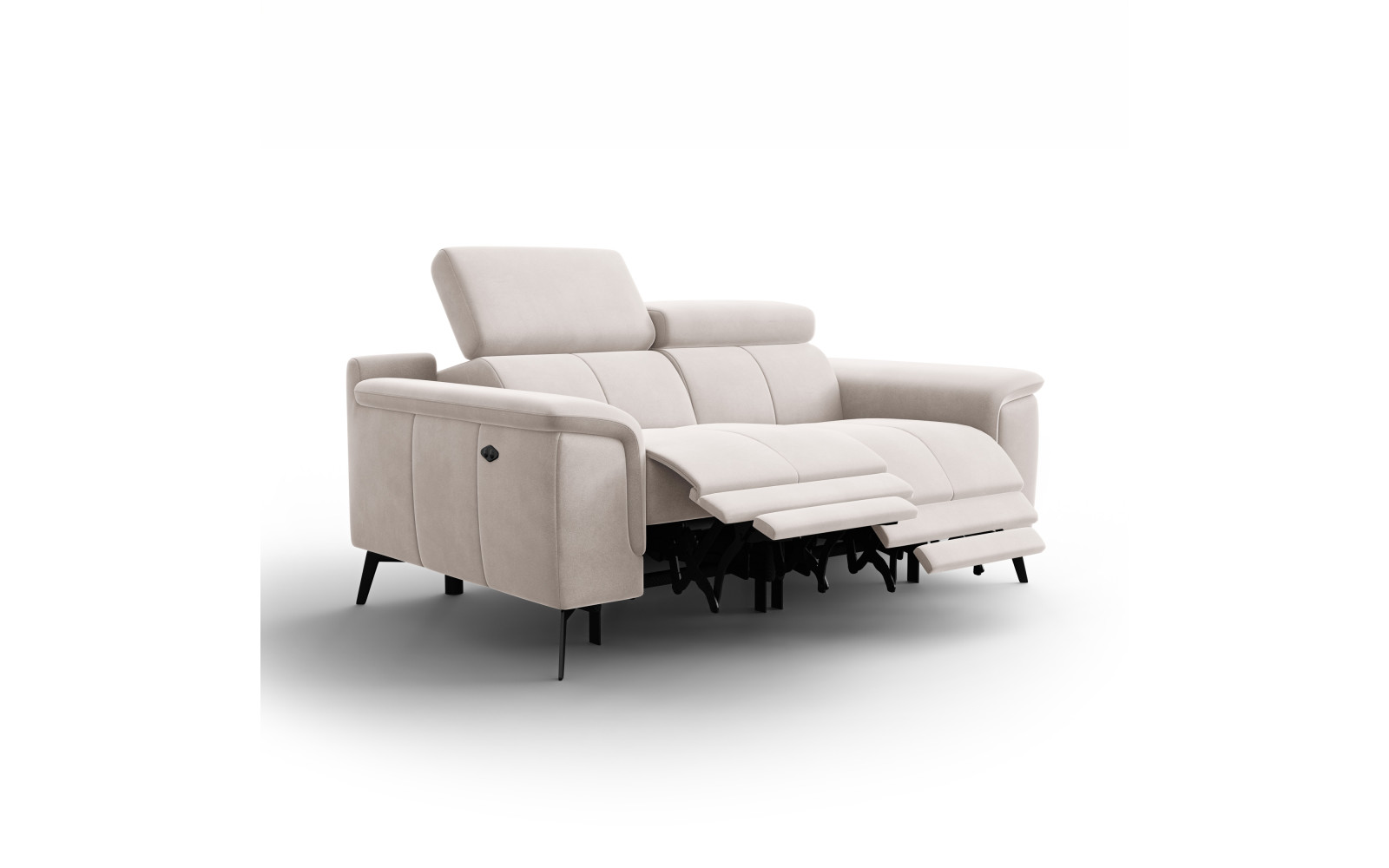 Canapé Relax 2 places FIERO, tissu velours beige