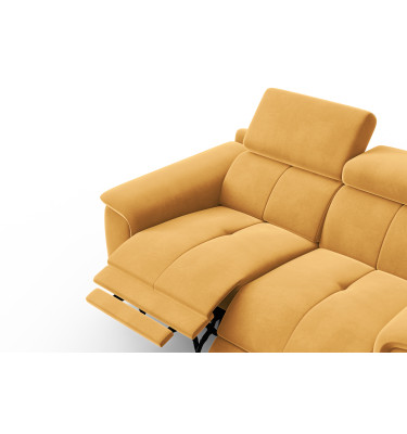 Canapé Relax 2 places FIERO, tissu velours jaune