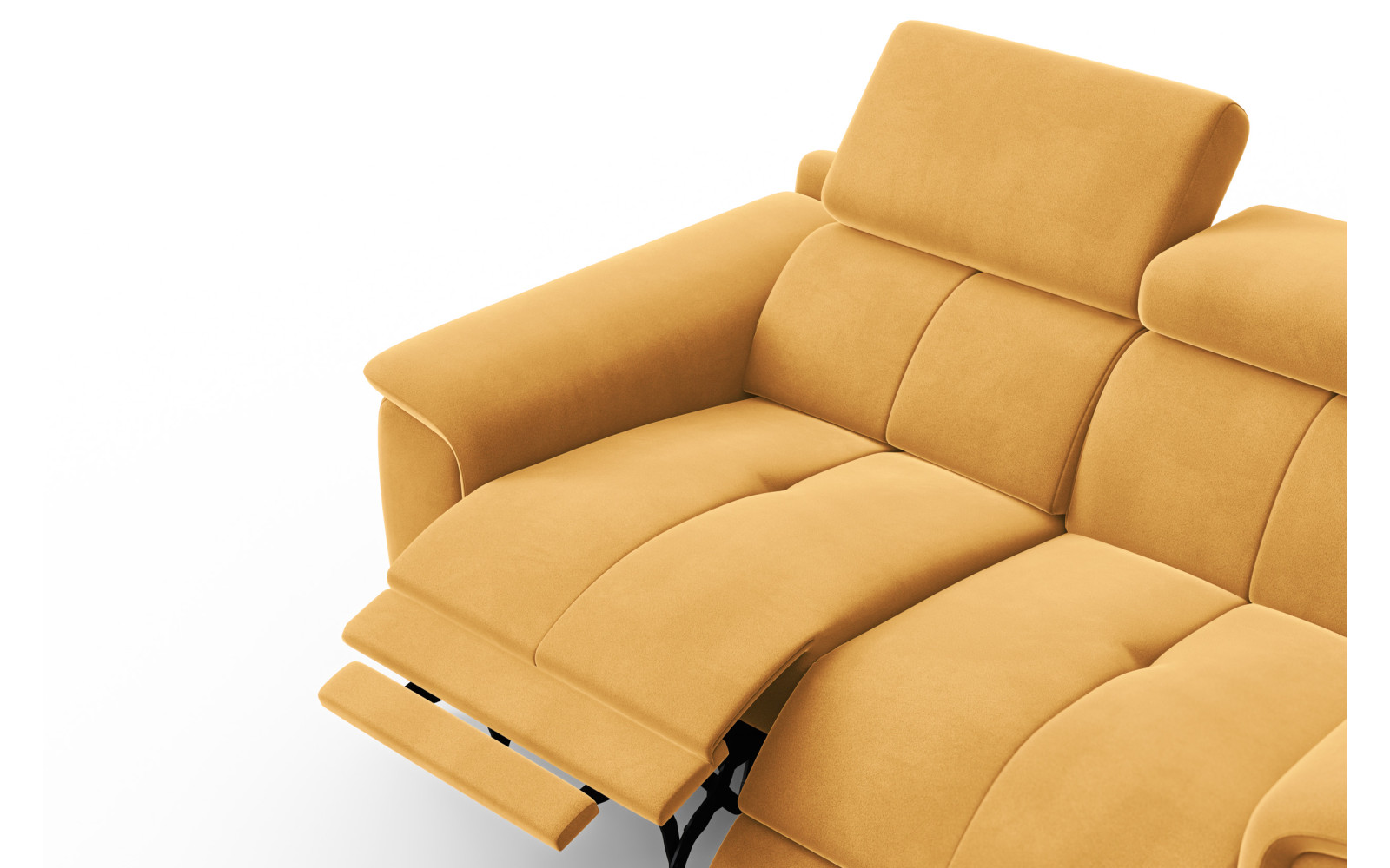 Canapé Relax 2 places FIERO, tissu velours jaune