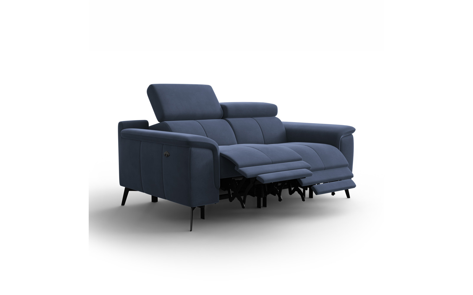 Canapé Relax 2 places FIERO, tissu velours bleu marine