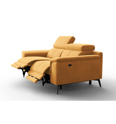 Canapé Relax 2 places FIERO, tissu velours jaune