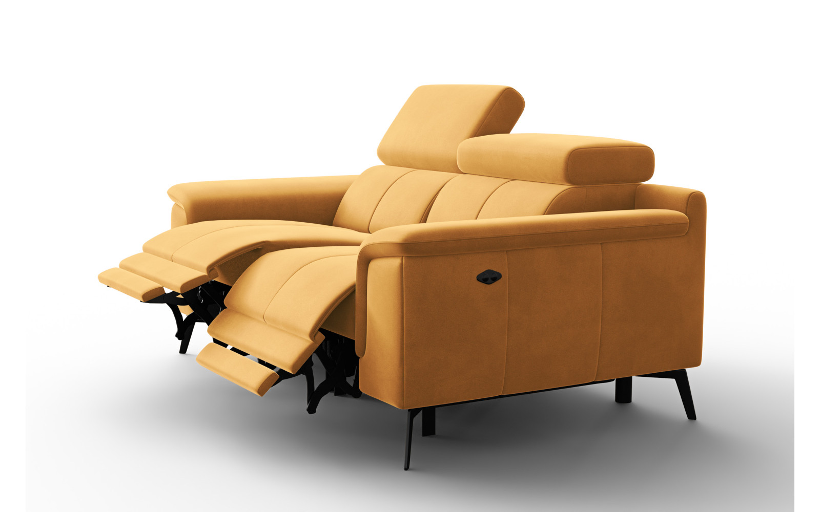 Canapé Relax 2 places FIERO, tissu velours jaune