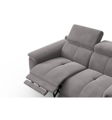 Canapé Relax 2 places FIERO, tissu velours gris foncé