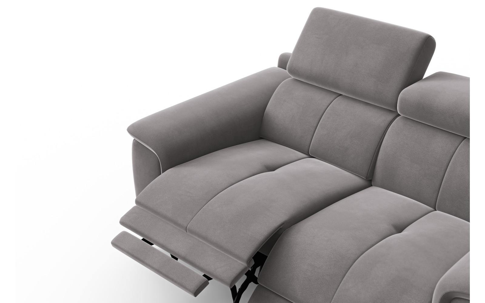 Canapé Relax 2 places FIERO, tissu velours gris foncé
