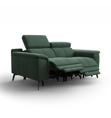 Canapé Relax 2 places FIERO, tissu velours vert