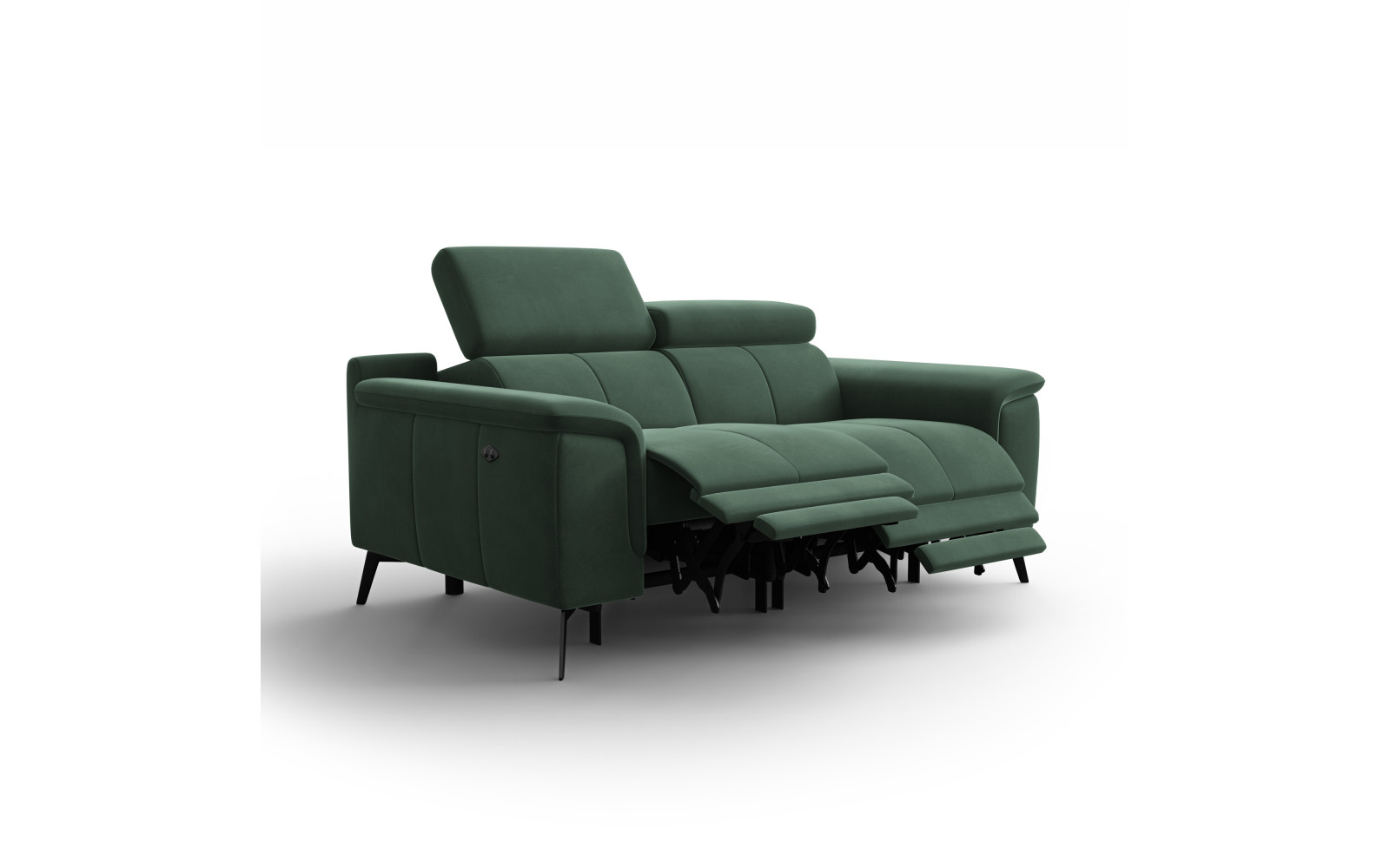 Canapé Relax 2 places FIERO, tissu velours vert