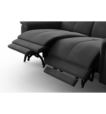 Canapé Relax 2 places FIERO, tissu velours noir