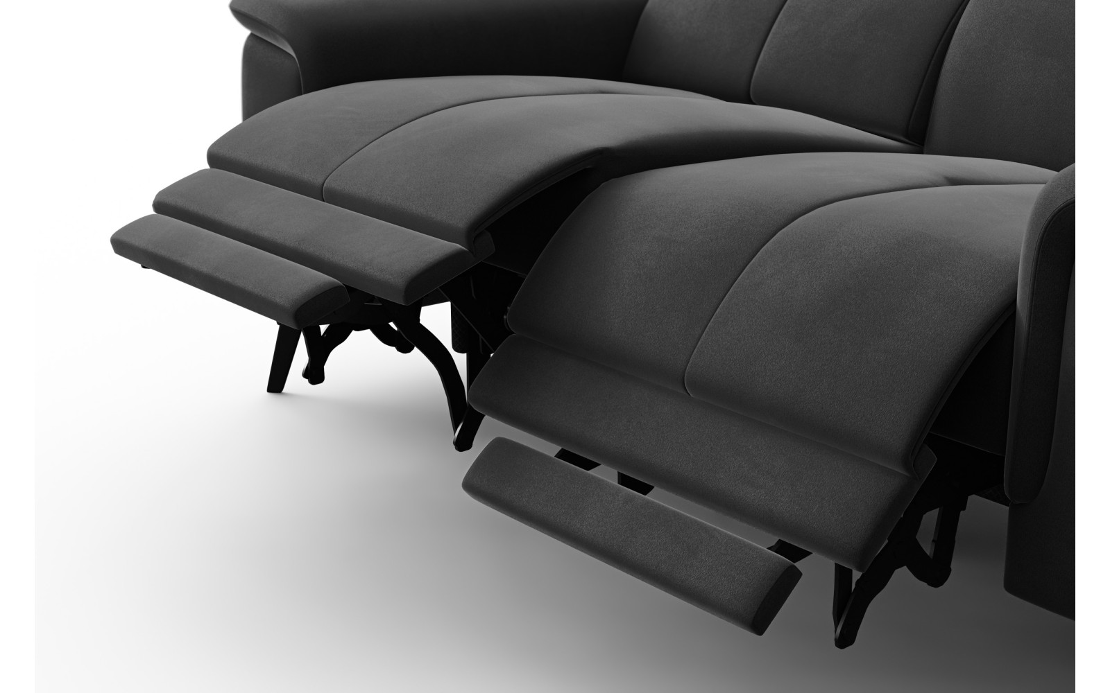 Canapé Relax 2 places FIERO, tissu velours noir
