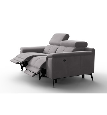Canapé Relax 2 places FIERO, tissu velours gris foncé