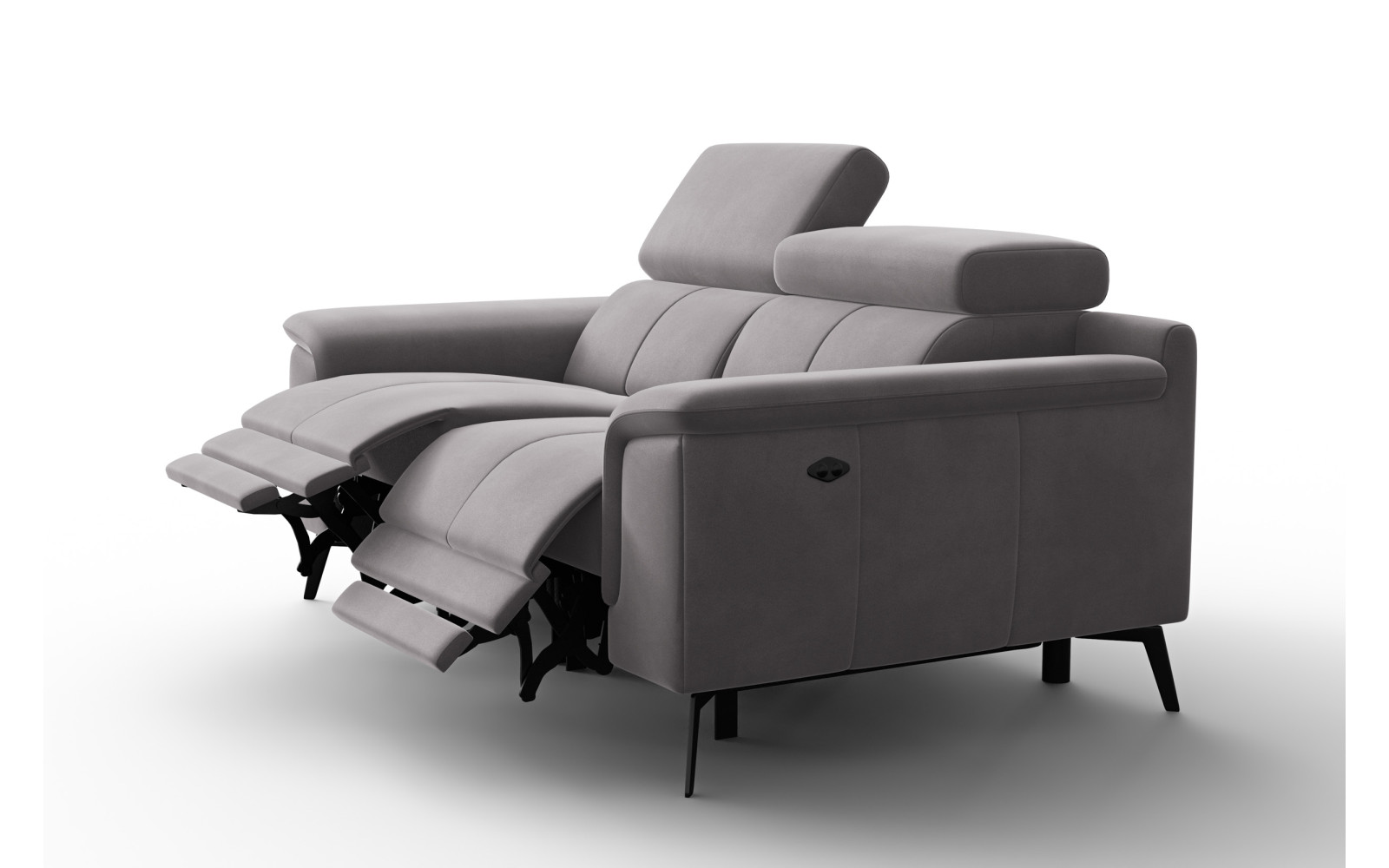 Canapé Relax 2 places FIERO, tissu velours gris foncé