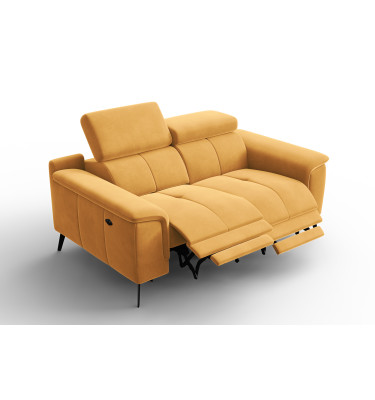 Canapé Relax 2 places FIERO, tissu velours jaune