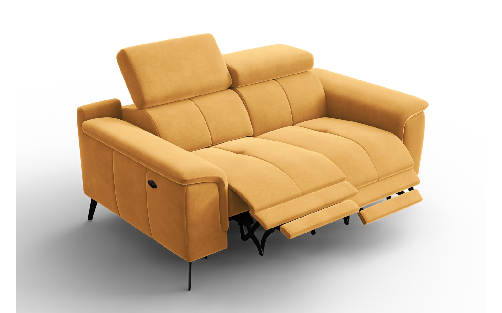 Canapé Relax 2 places FIERO, tissu velours jaune