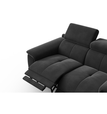 Canapé Relax 2 places FIERO, tissu velours noir