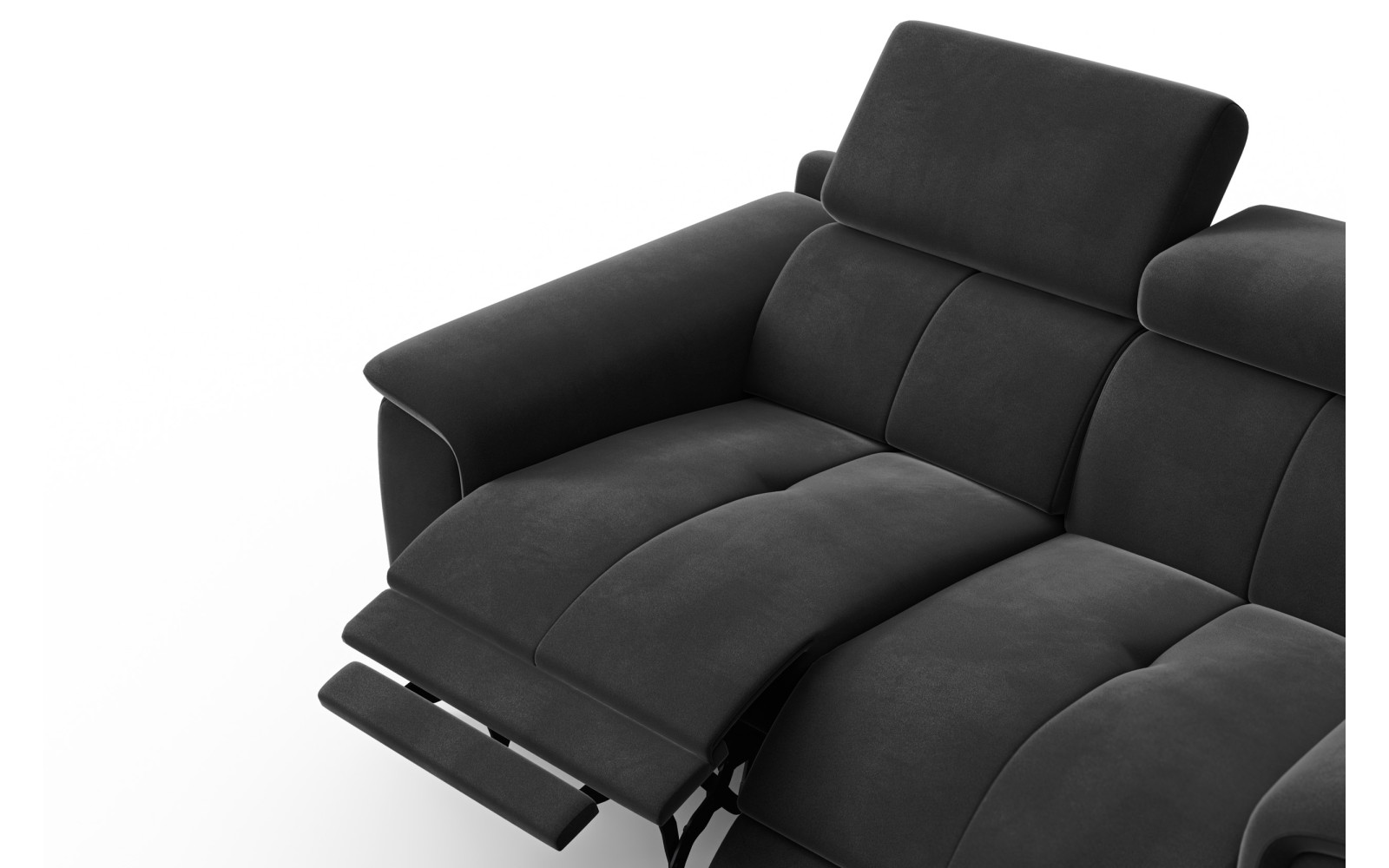 Canapé Relax 2 places FIERO, tissu velours noir