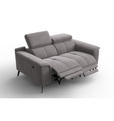 Canapé Relax 2 places FIERO, tissu velours gris foncé