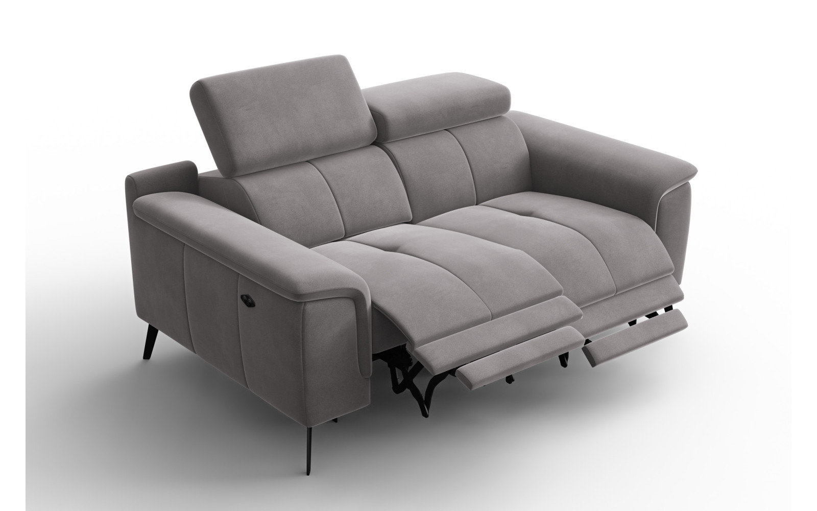Canapé Relax 2 places FIERO, tissu velours gris foncé