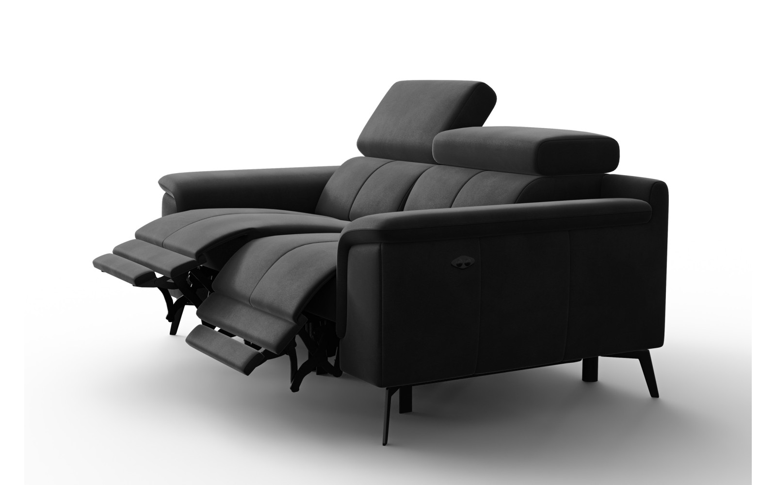Canapé Relax 2 places FIERO, tissu velours noir