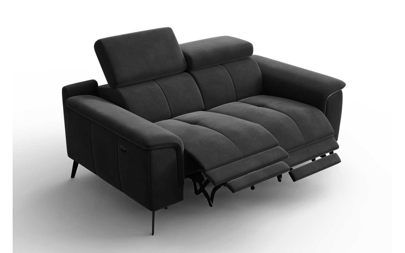 Canapé Relax 2 places FIERO, tissu velours noir