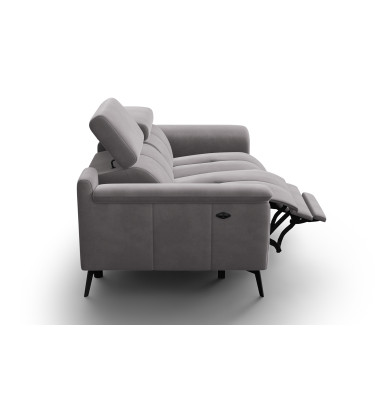 Canapé Relax 2 places FIERO, tissu velours gris foncé