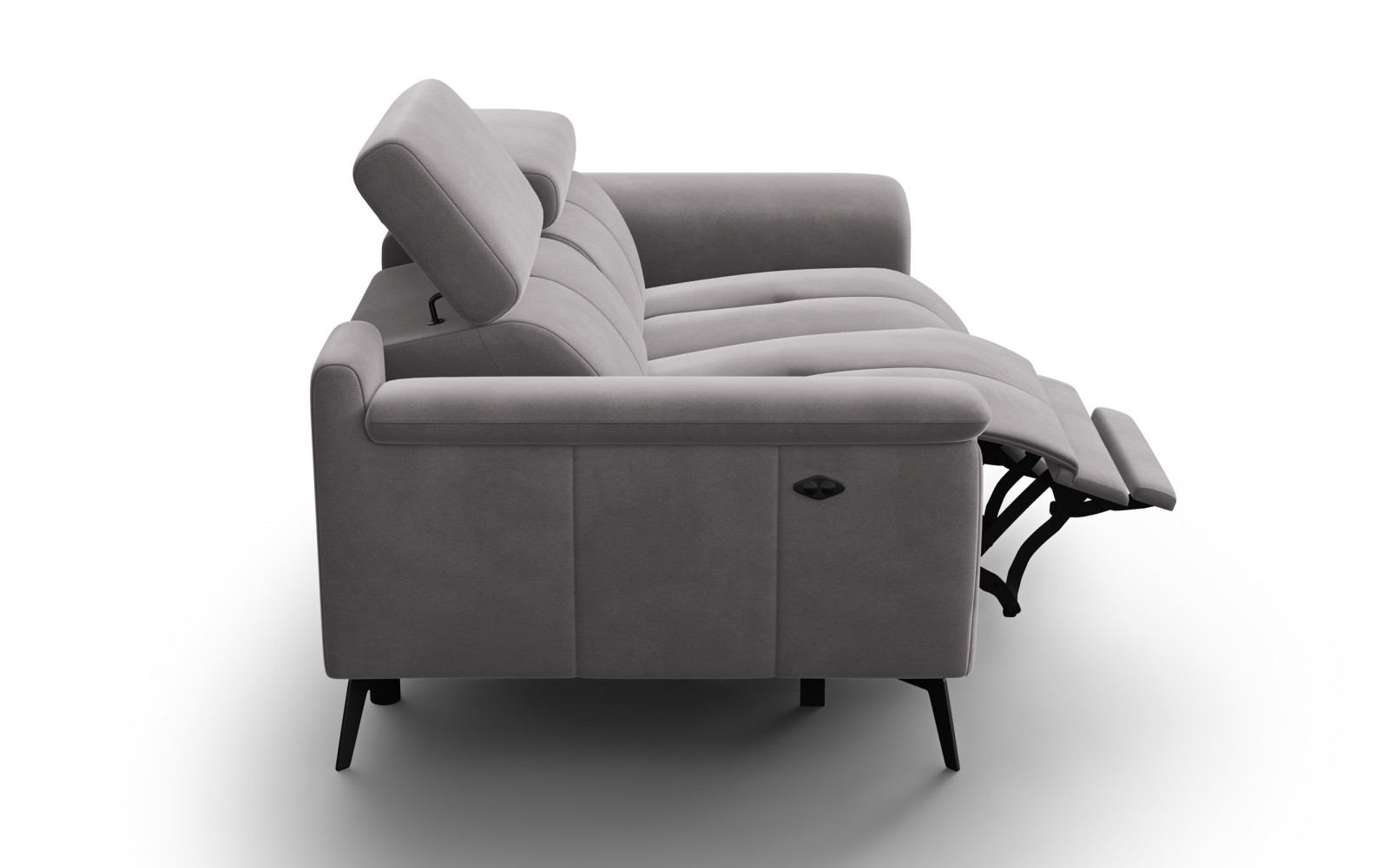 Canapé Relax 2 places FIERO, tissu velours gris foncé