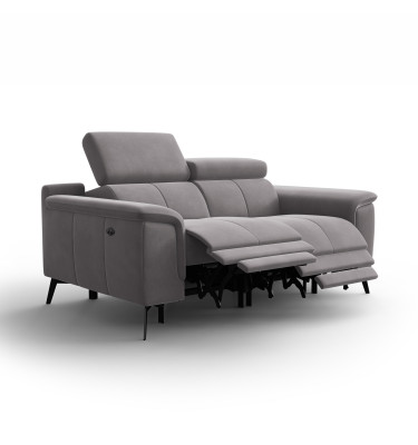 Canapé Relax 2 places FIERO, tissu velours gris foncé