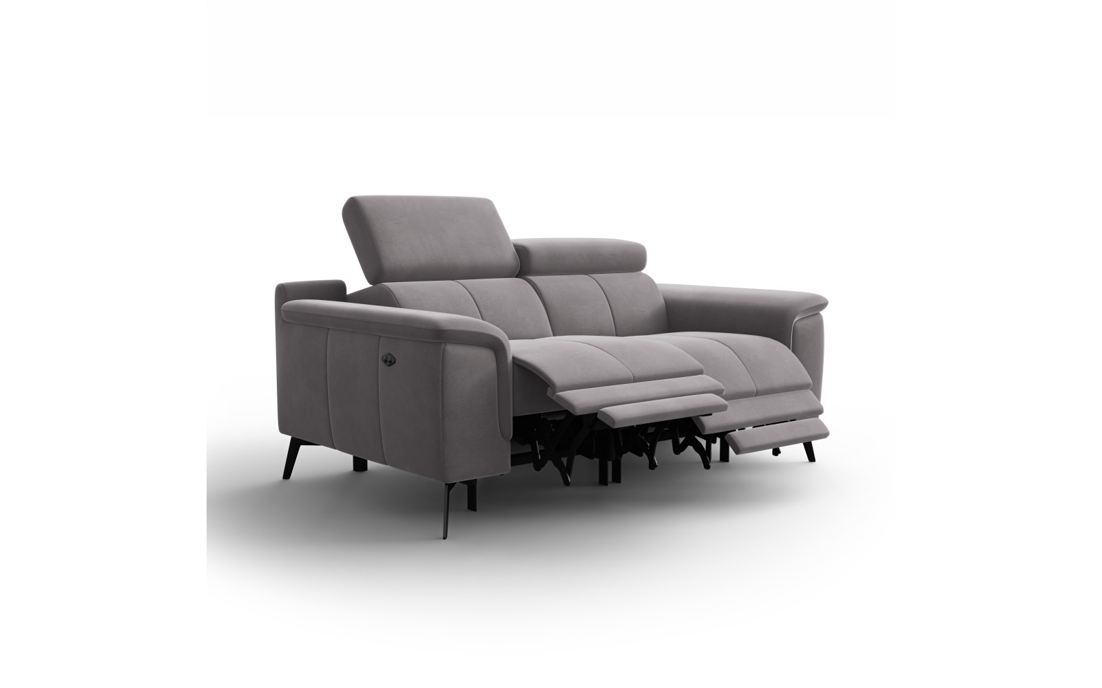 Canapé Relax 2 places FIERO, tissu velours gris foncé