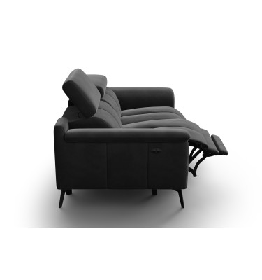 Canapé Relax 2 places FIERO, tissu velours noir