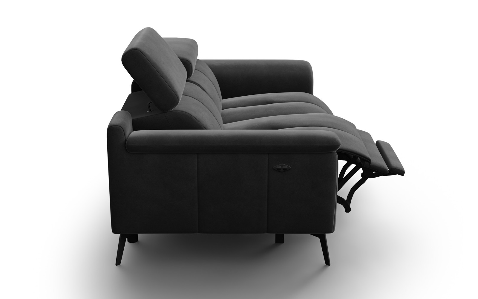 Canapé Relax 2 places FIERO, tissu velours noir