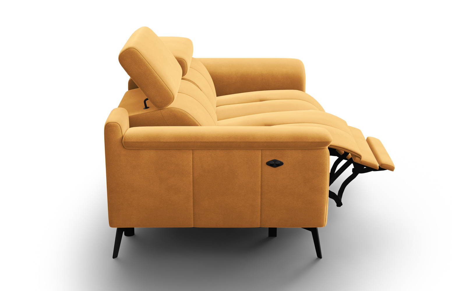 Canapé Relax 2 places FIERO, tissu velours jaune