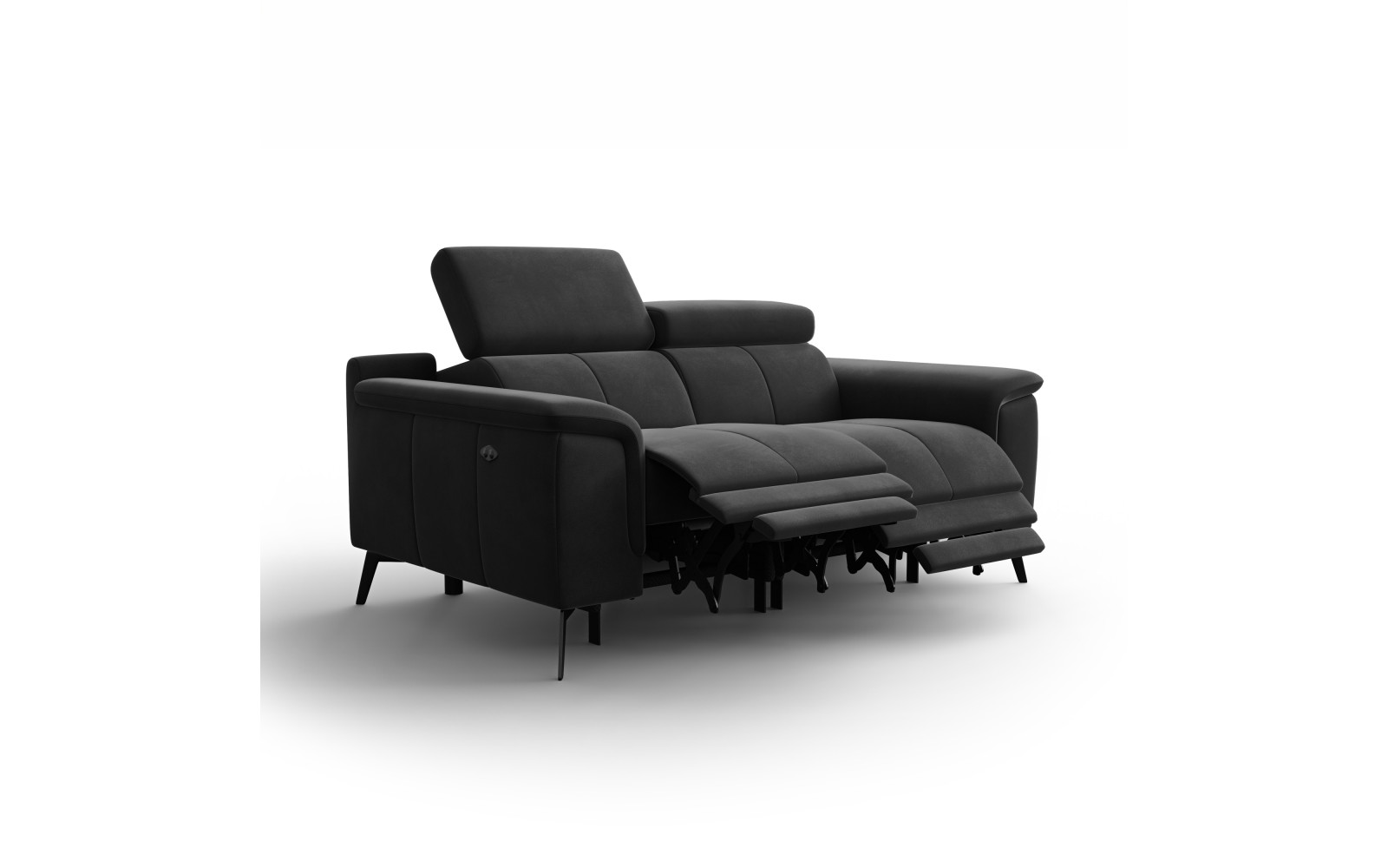 Canapé Relax 2 places FIERO, tissu velours noir